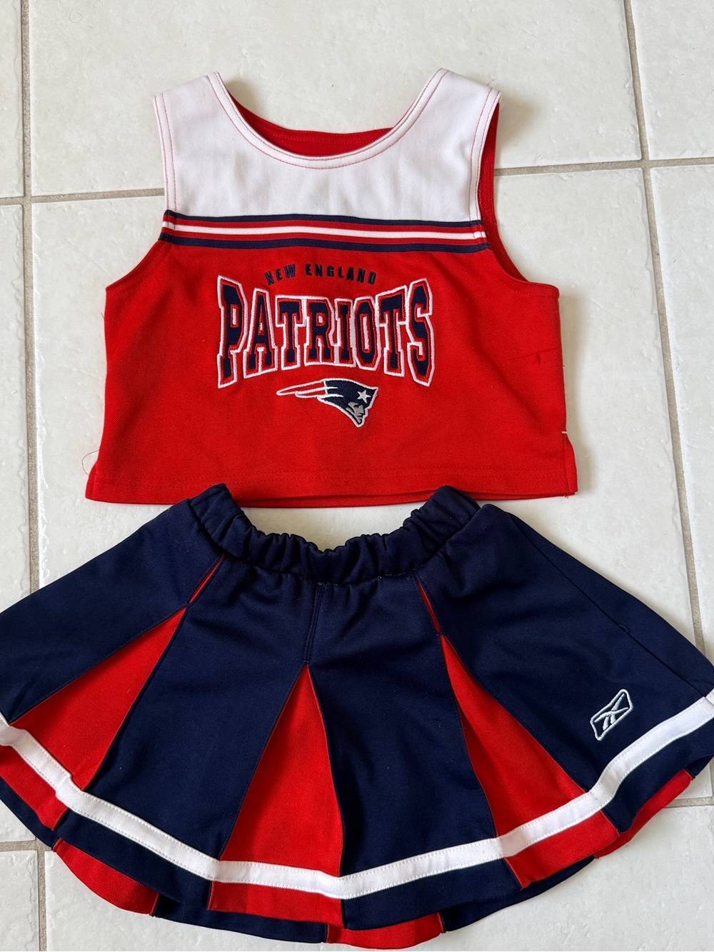 Reebok Kids New England Patriots Red & Blue Cheer Skirt Top Set size 5/6